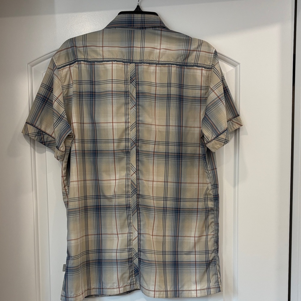 Men's Plaid Short Sleeve Shirt - Blue and Tan - Picture 7 of 7